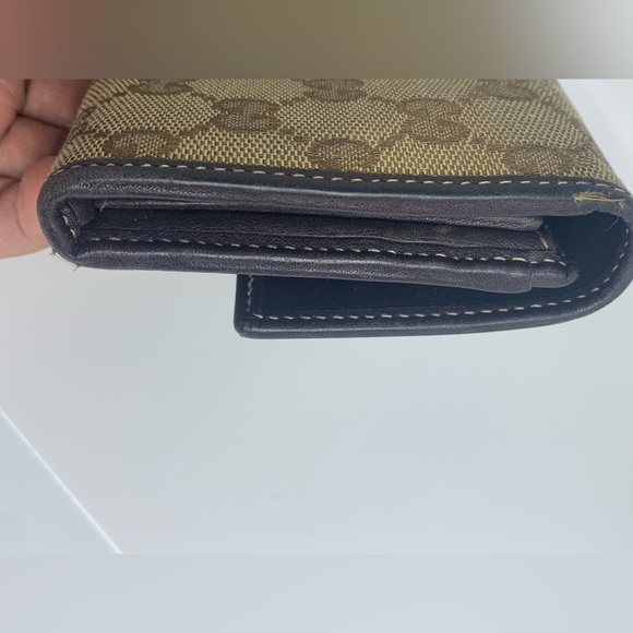 GUCCI HEART SIGNATURE JACQUARD GG BROWN LEATHER TRIM WALLET - Picture 4 of 11
